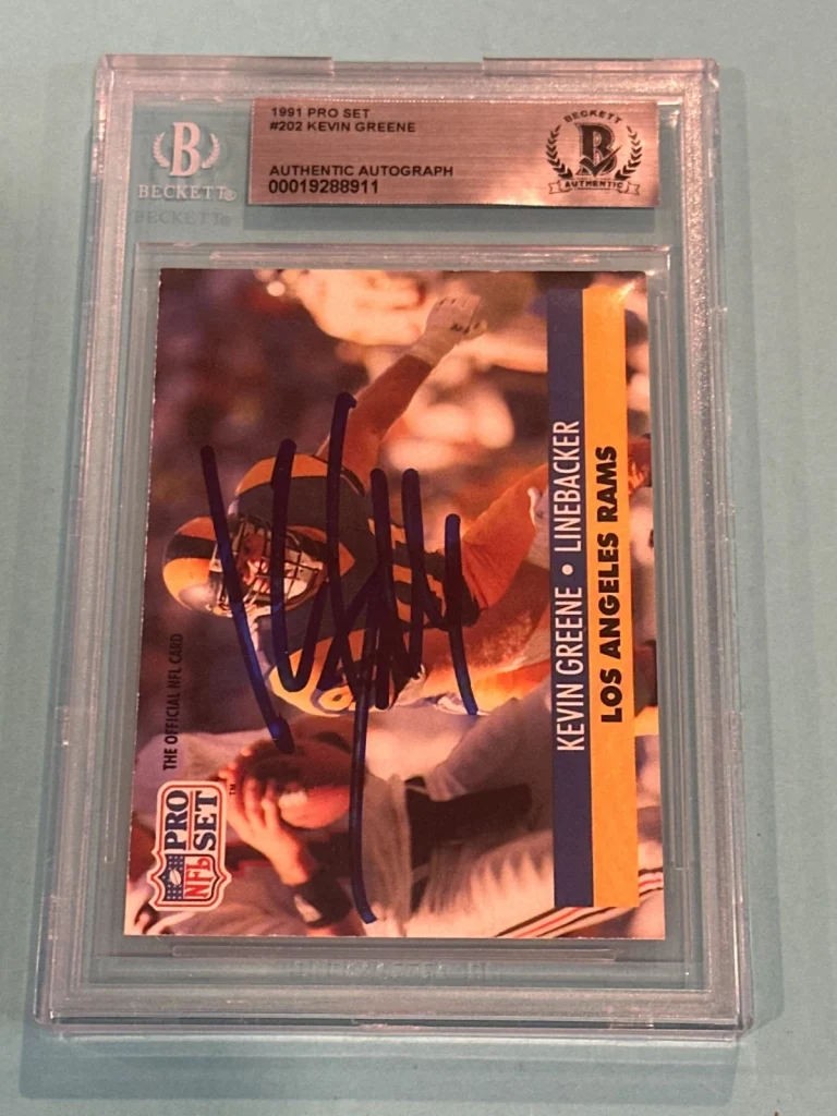 KEVIN GREENE Signed 1991 PRO SET Card #202 Beckett BAS