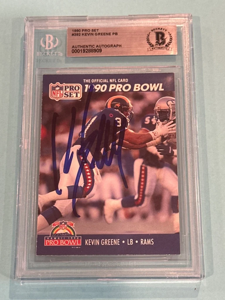 KEVIN GREENE Signed 1990 PRO SET Card #392 Beckett BAS