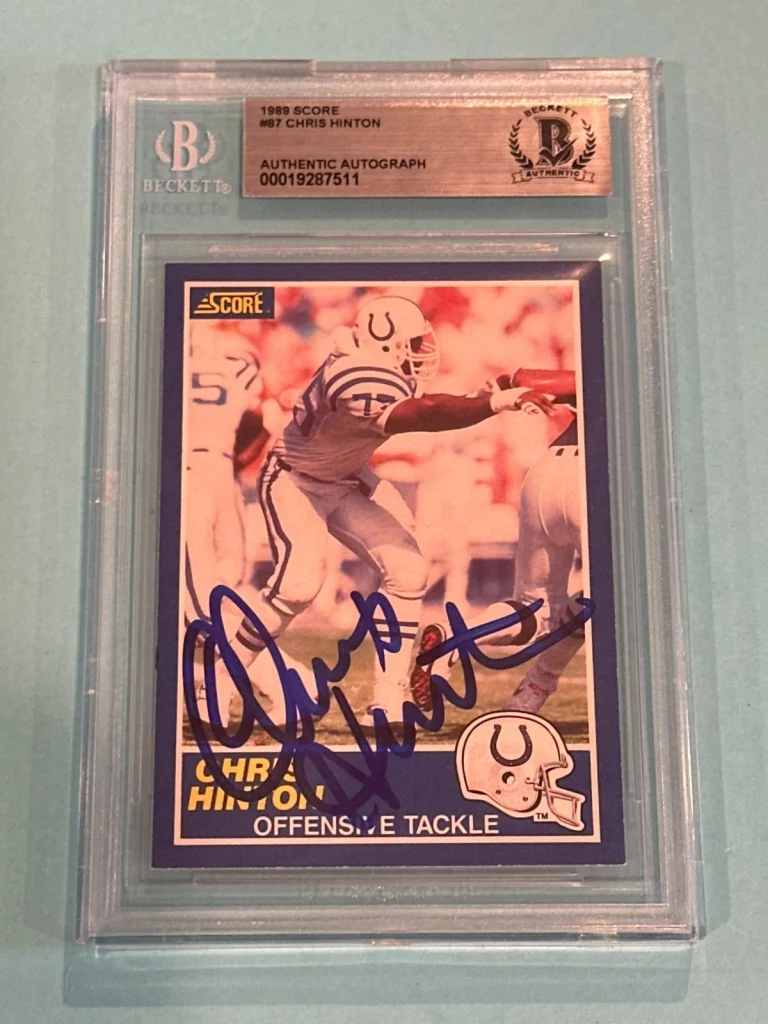 CHRIS HINTON Signed 1989 SCORE Card #87 Beckett BAS