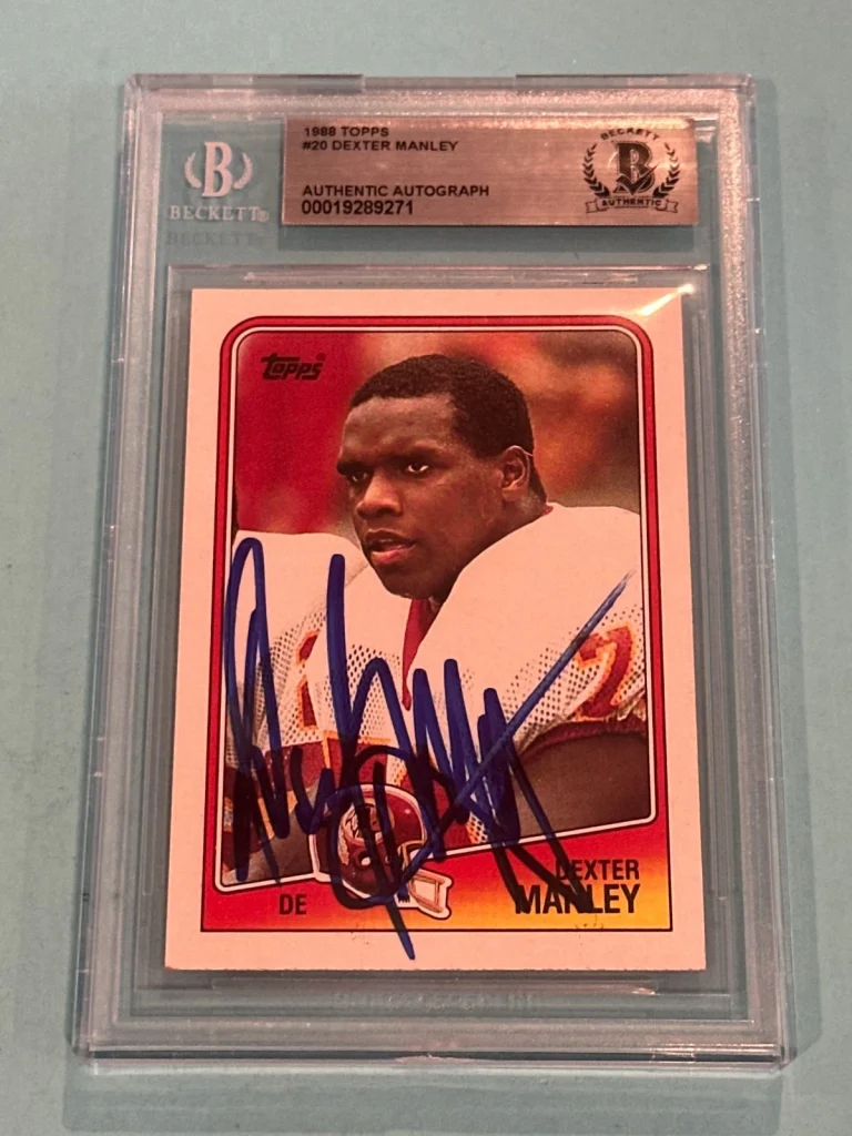 DEXTER MANLEY Signed 1988 TOPPS Card #20 Beckett BAS