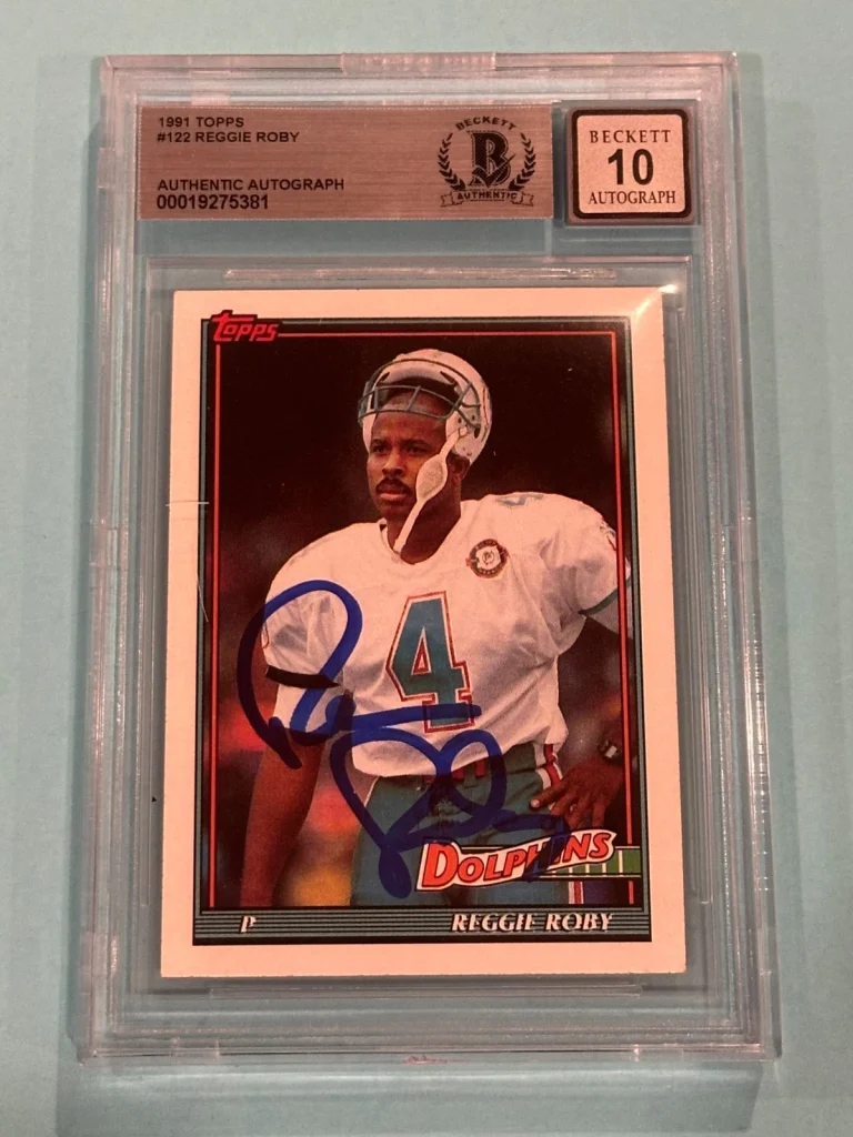 REGGIE ROBY Signed 1991 TOPPS Card #122 Beckett BAS AUTO 10