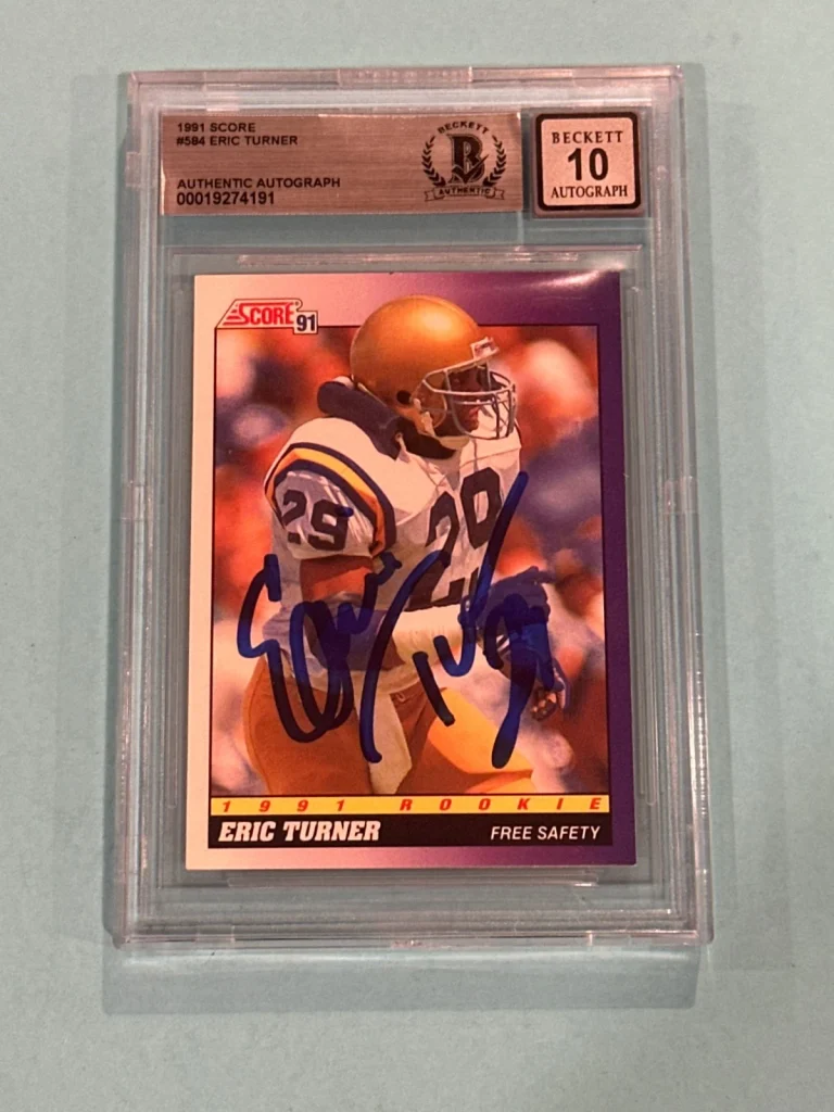 ERIC TURNER Signed 1991 SCORE Card #584 Beckett BAS AUTO 10
