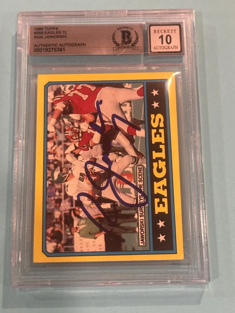 RON JAWORSKI Signed 1986 TOPPS Card #268 Beckett BAS AUTO 10