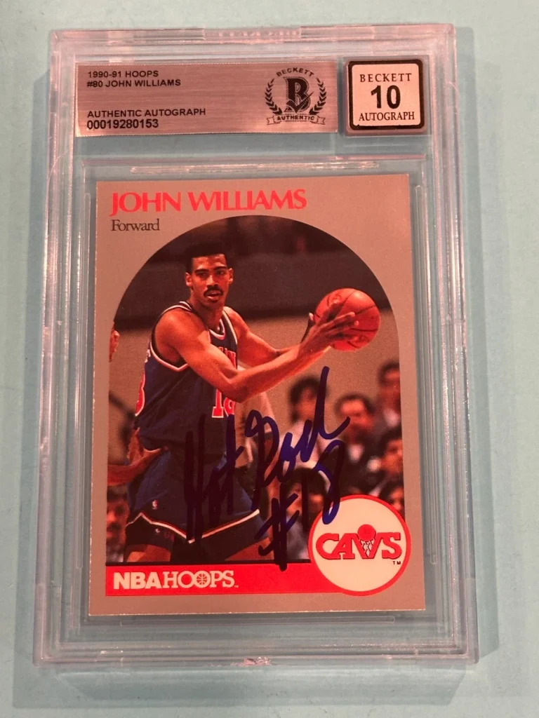 JOHN WILLIAMS Signed 1990-91 HOOPS Card #80 Beckett (BAS) AUTO 10