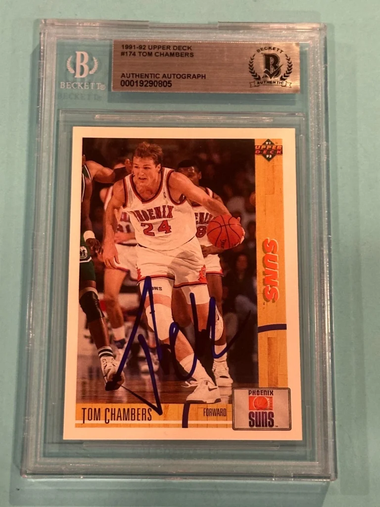 TOM CHAMBERS Signed 1991-92 UPPER DECK Card #174 Beckett BAS