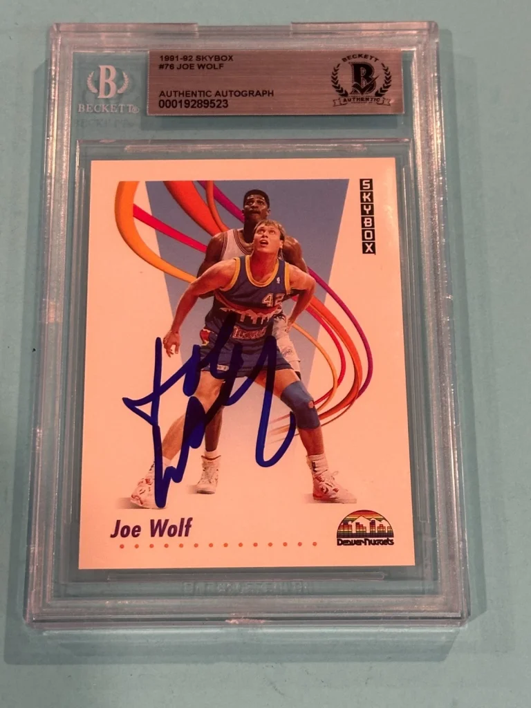 JOE WOLF Signed 1991-92 SKYBOX Card #76 Beckett Authenticated BAS