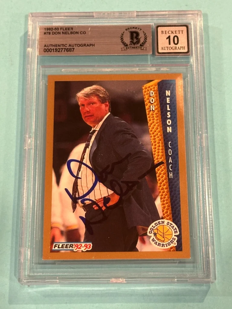 DON NELSON Signed 1992-93 FLEER Card #78 Beckett BAS AUTO 10