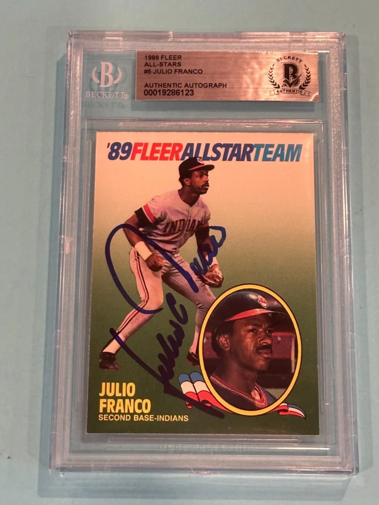 JULIO FRANCO Signed 1989 FLEER ALL-STARS Card # 5 Beckett BAS