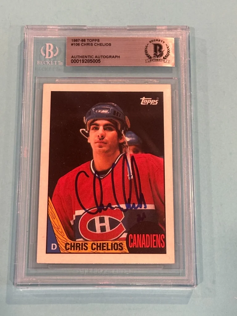 CHRIS CHELIOS Signed 1987-88 TOPPS  Card #106 Beckett Authenticated (BAS)