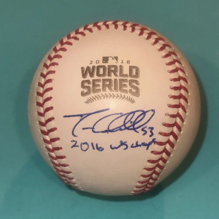 TREVOR CAHILL (Cubs) Signed Official 2016 WORLD SERIES Baseball Beckett w/ INS