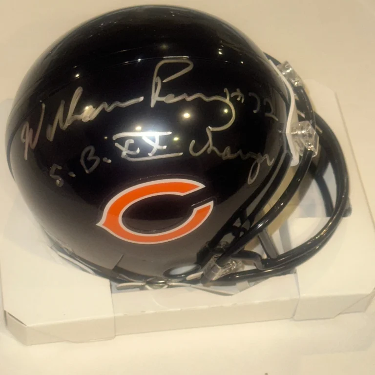 WILLIAM PERRY Signed Chicago BEARS VS4 Mini-helmet Schwarz COA w/ SB Insc