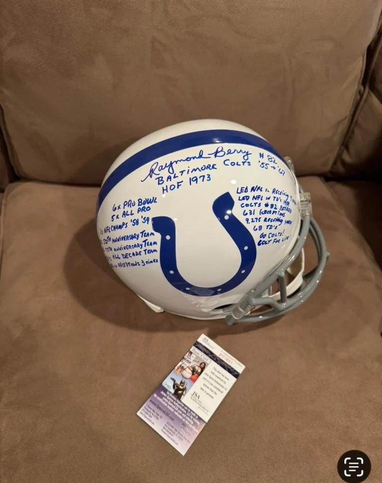 Raymond Berry SIGNED STAT F/S Colts Helmet 17 INSCRIPTIONS Baltimore Colts JSA
