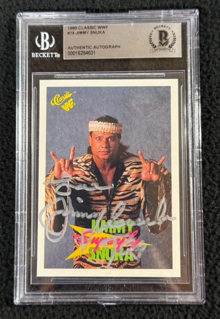 Jimmy Superfly Snuka Signed 1990 Classic WWF Card #14 WWE Beckett Certified