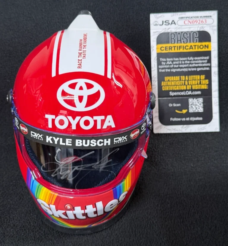 Kyle Busch Signed Skittles Racing Mini Helmet JSA COA