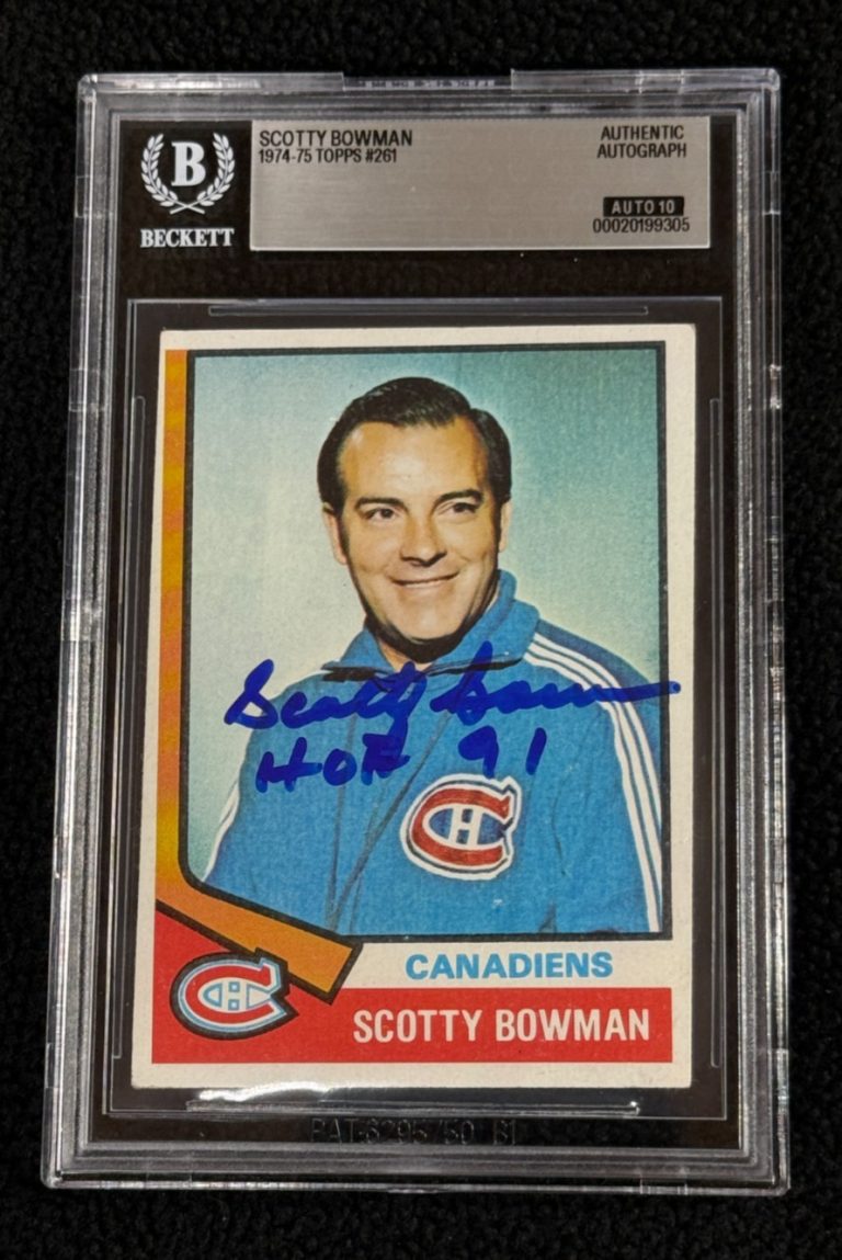 Scotty Bowman Signed 1974/75 Topps Rookie Card #261 BAS Certified Auto Grade 10