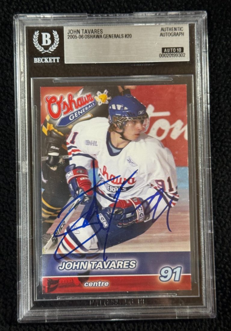 John Tavares Signed Oshawa Generals Team Issued 1st Rookie Card BAS Auto 10