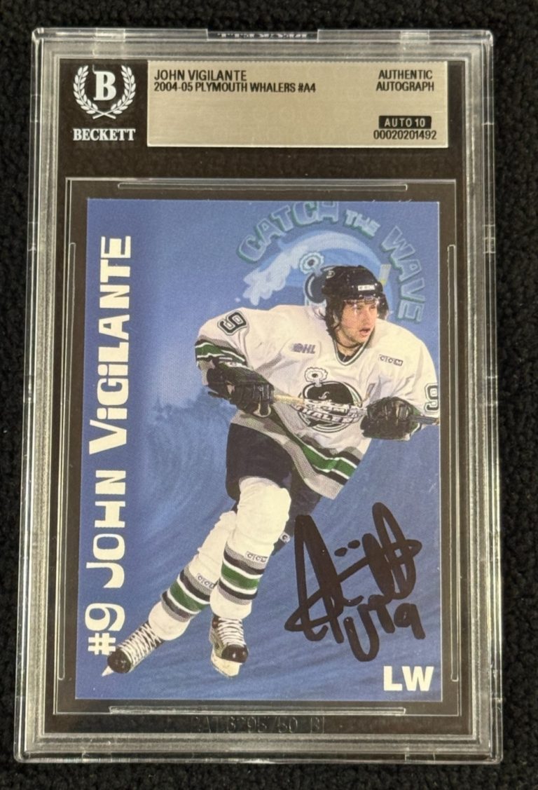 John Vigilante Signed 2004 Plymouth Whalers Team Issued Rookie Card BAS Auto 10