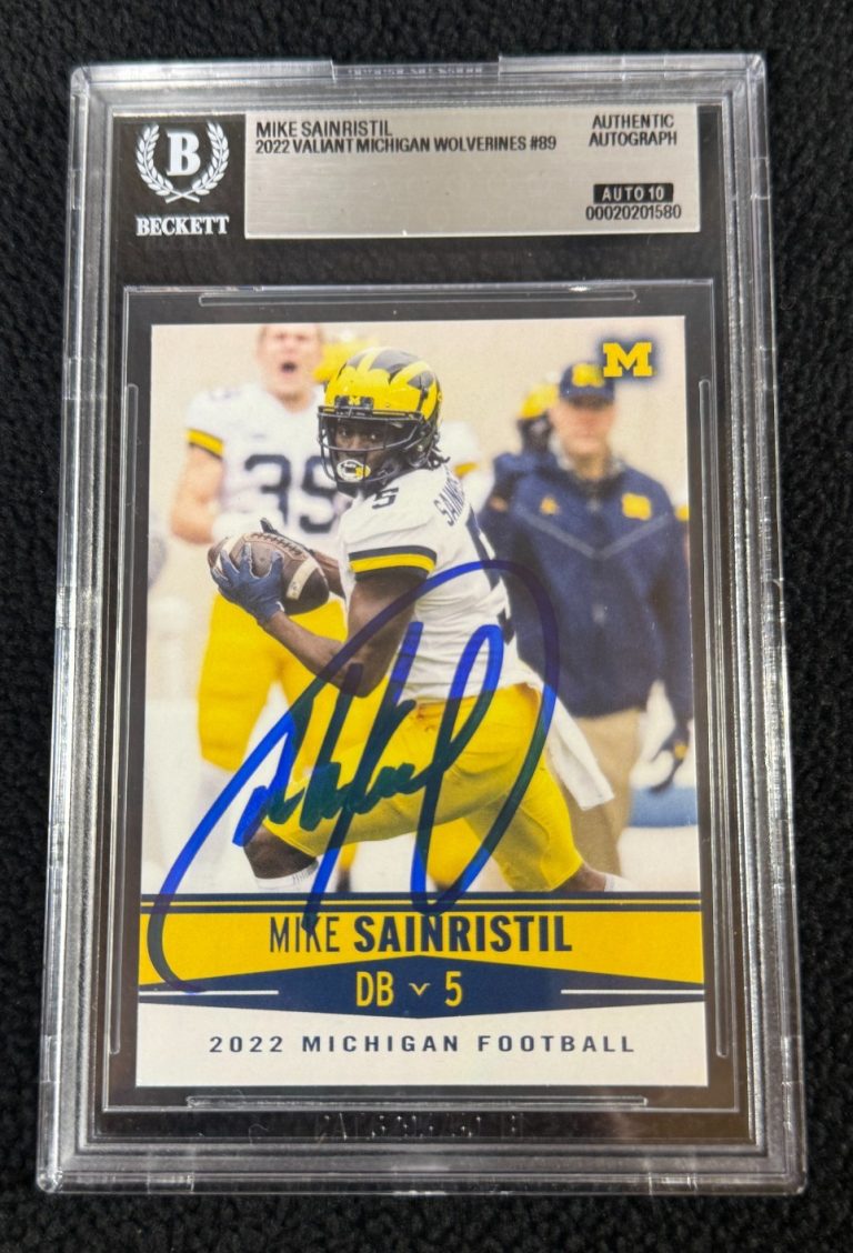 Mike Sainristil Signed 2022 Valiant Rookie Card #89 BAS Certified Auto 10