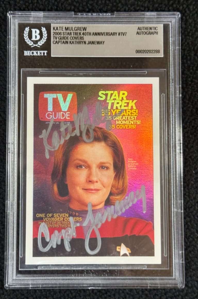 Kate Mulgrew Signed 2006 Trek Voyager Janeway TV Guide Card #TV7 BAS Certified