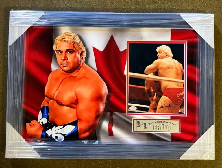 Dino Bravo Signed WWF 8x10 Photo Framed Showcase WWE NWA AWA NJPW JSA COA