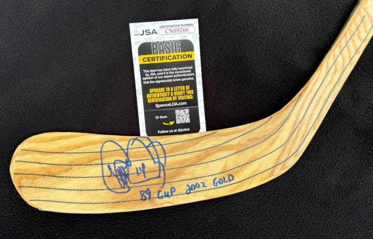 Theo Fleury Signed & Multi-Inscribed Calgary Flames 89 Cup 02 Gold Stick JSA COA