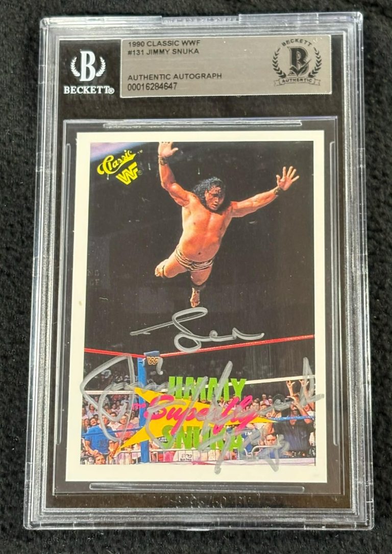 Jimmy Superfly Snuka Signed 1990 Classic WWF Card #131 WWE Beckett Certified