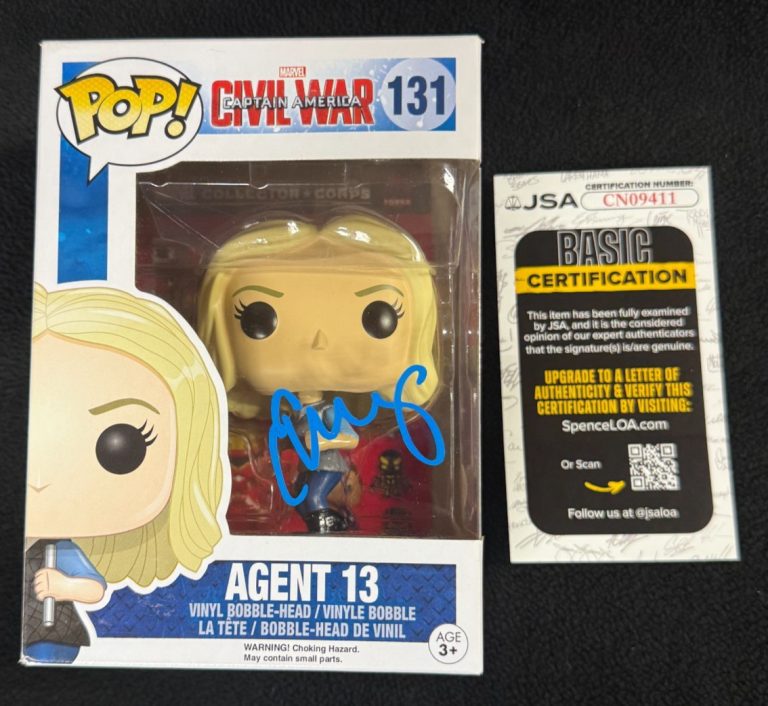 Emily Vancamp Signed Civil War Agent 13 Sharon Carter Funko Pop Figure JSA COA