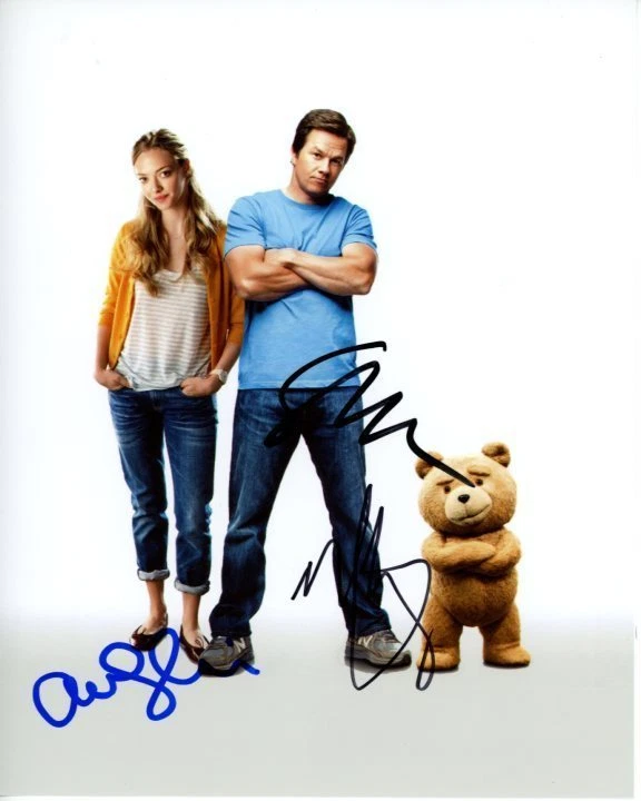 SETH MACFARLANE MARK WAHLBERG AMANDA SEYFRIED signed 8x10 TED 2 photo