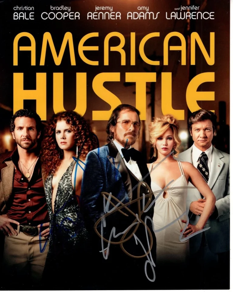AMERICAN HUSTLE signed CAST 8x10 photo CHRISTIAN BALE BRADLEY COOPER + 2