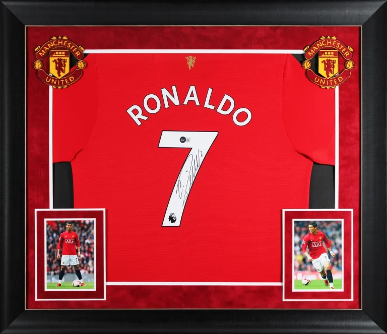 Manchester United Cristiano Ronaldo Signed Red Adidas Framed Jersey BAS #AB65115