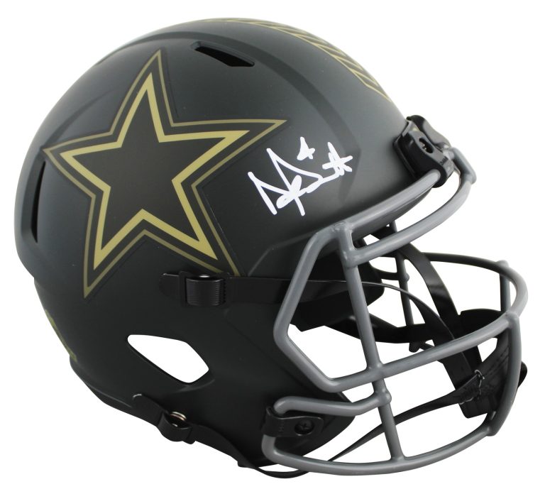 Cowboys Dak Prescott Signed STS IV Full Size Speed Rep Helmet BAS Witnessed