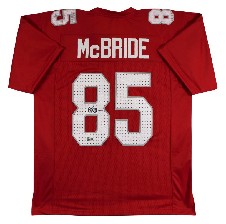 Trey McBride Authentic Signed Red Pro Style Jersey Autographed BAS Witnessed 2