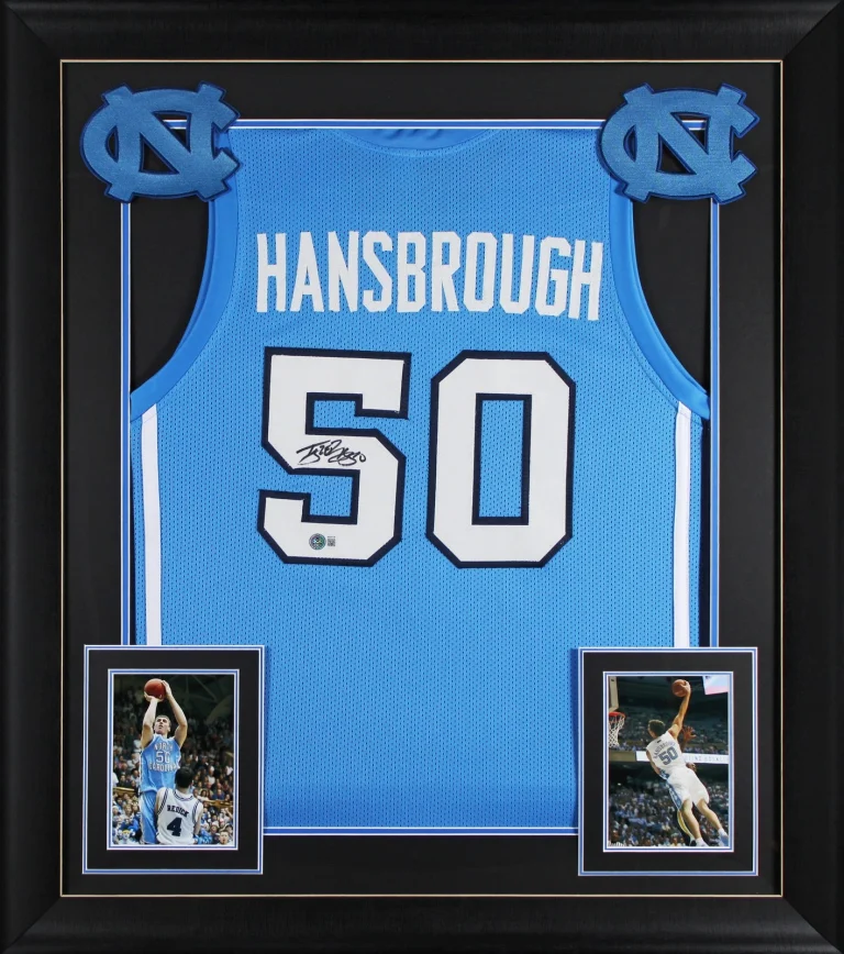 UNC Tyler Hansbrough Signed Carolina Blue Pro Style Framed Jersey BAS Witnessed