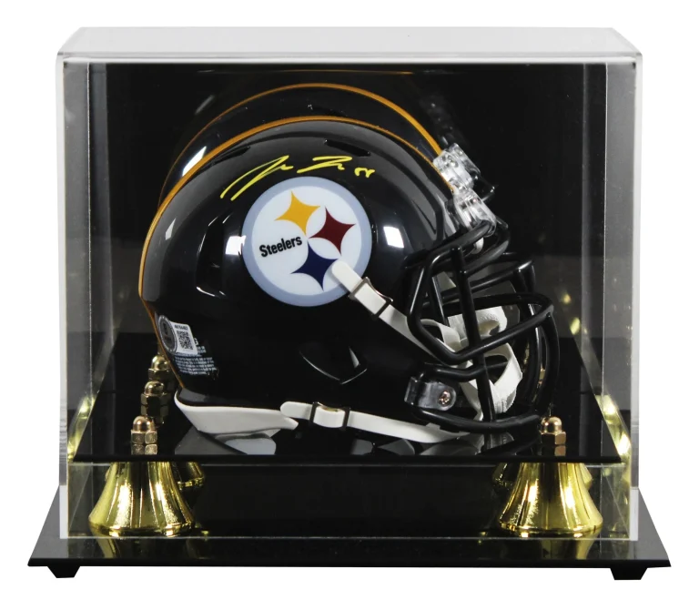 Steelers Pat Freiermuth Signed Speed Mini Helmet W/ Case w/ Yellow Sig BAS Wit