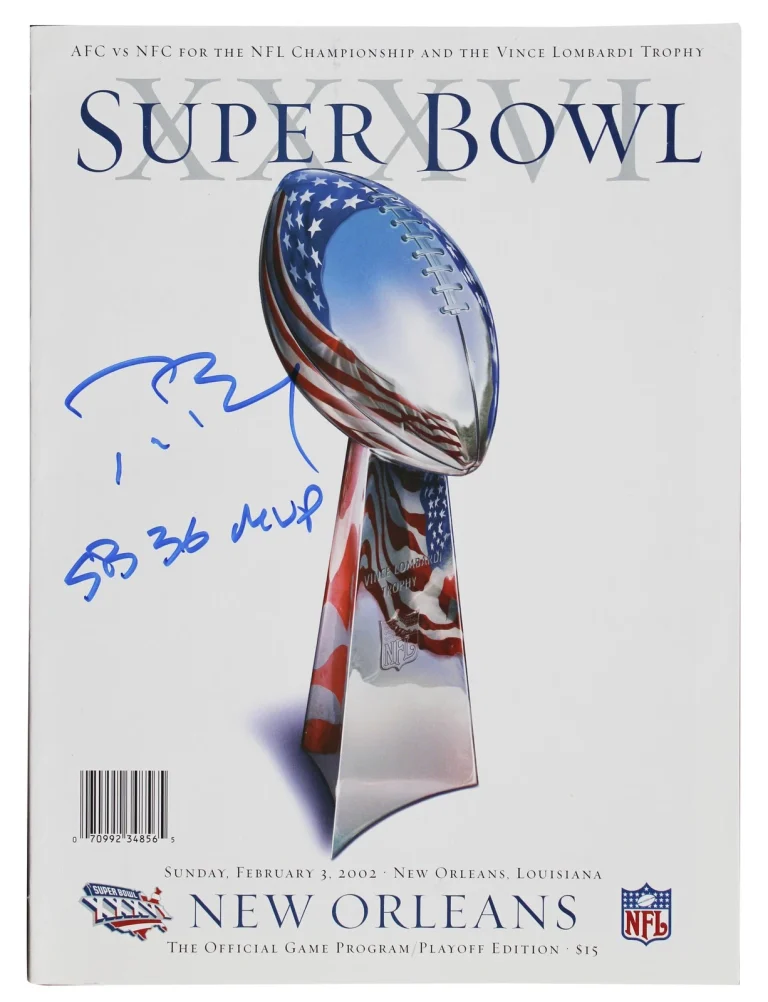 Patriots Tom Brady SB XXXVI MVP Signed Official SB XXXVI Program Auto 10! BAS