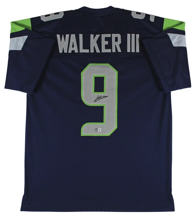 Kenneth Walker III Authentic Signed Navy Blue Pro Style Jersey BAS Witnessed