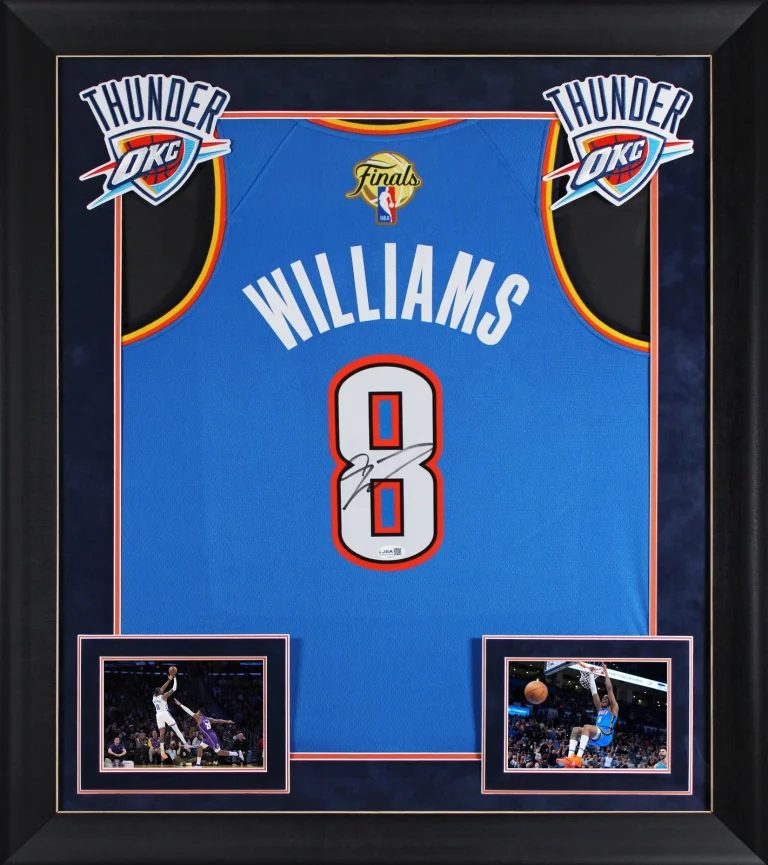 Thunder Jalen Williams Signed Blue Nike Finals Ed. Swingman Framed Jersey JSA
