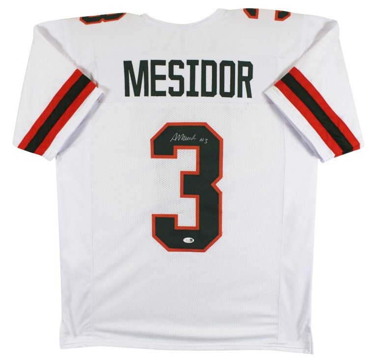 Miami Akheem Mesidor Authentic Signed White Pro Style Jersey JSA Witness
