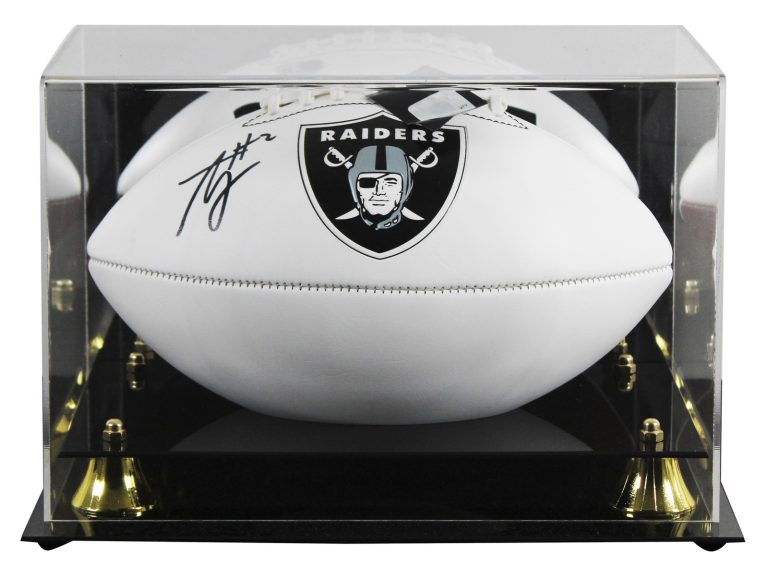 Raiders Ashton Jeanty Signed Franklin White Panel Logo Football W/ Case BAS Wit