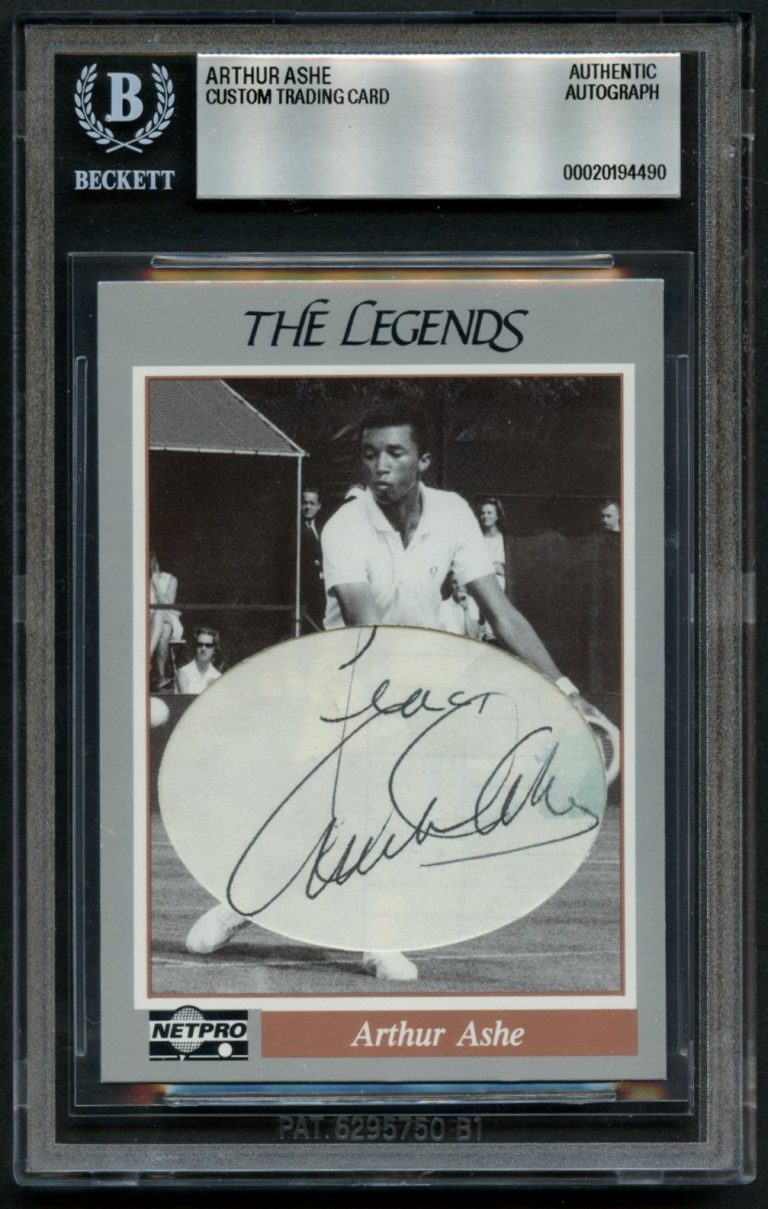 Arthur Ashe signed autograph Custom Cut Tennis Legend SLIGHT SMEAR BAS Slab
