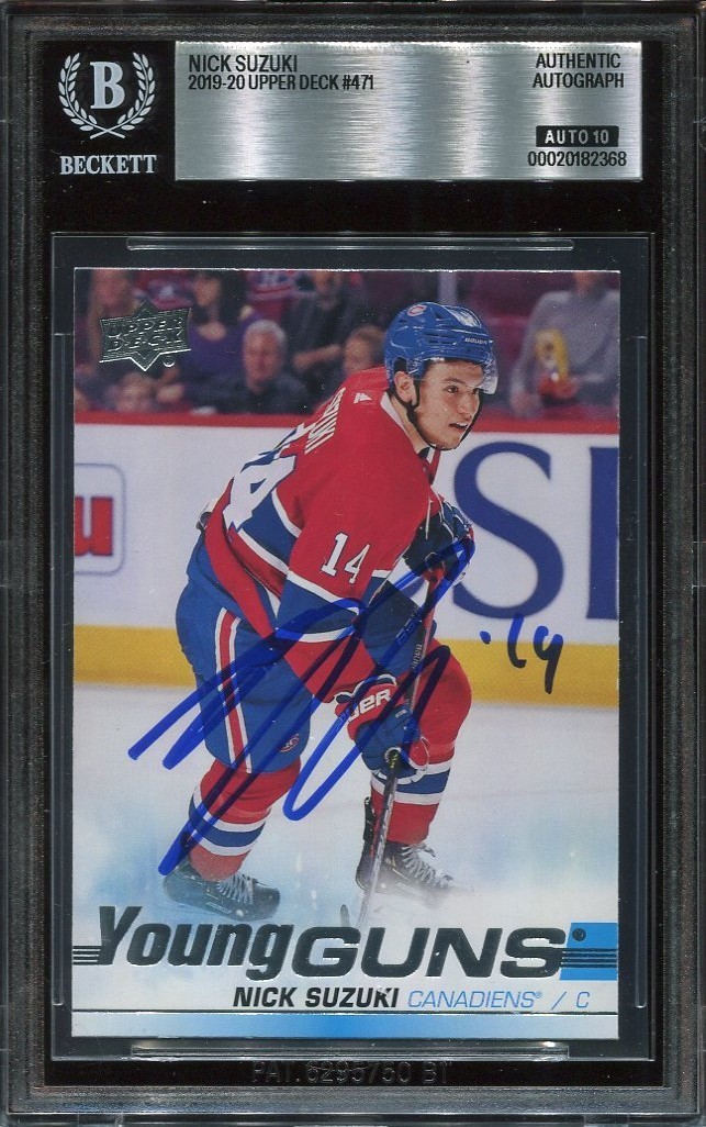 NICK SUZUKI signed auto 2019 UD YOUNG GUNS ROOKIE CARD RC YG BECKETT 10 BAS