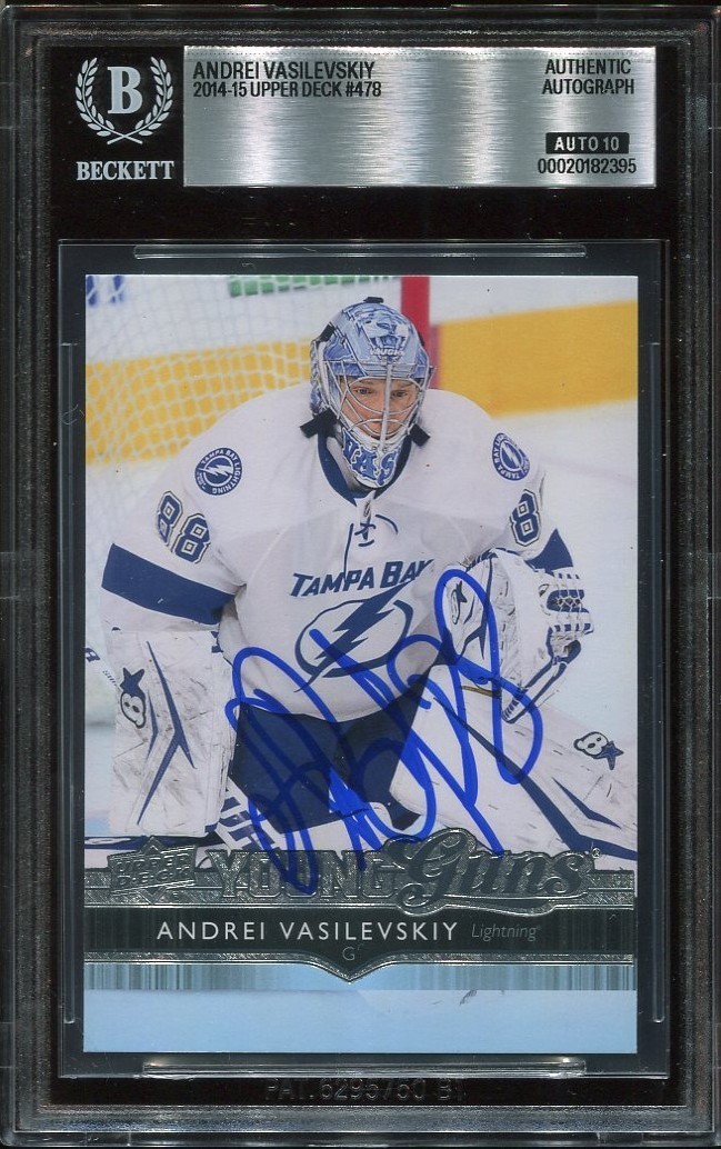 ANDREI VASILEVSKIY signed auto 2014 UD YOUNG GUNS ROOKIE CARD RC BECKETT 10 BAS
