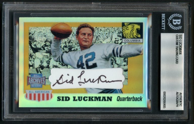 Sid Luckman signed autograph Chicago Bears Custom Cut BAS Slabbed