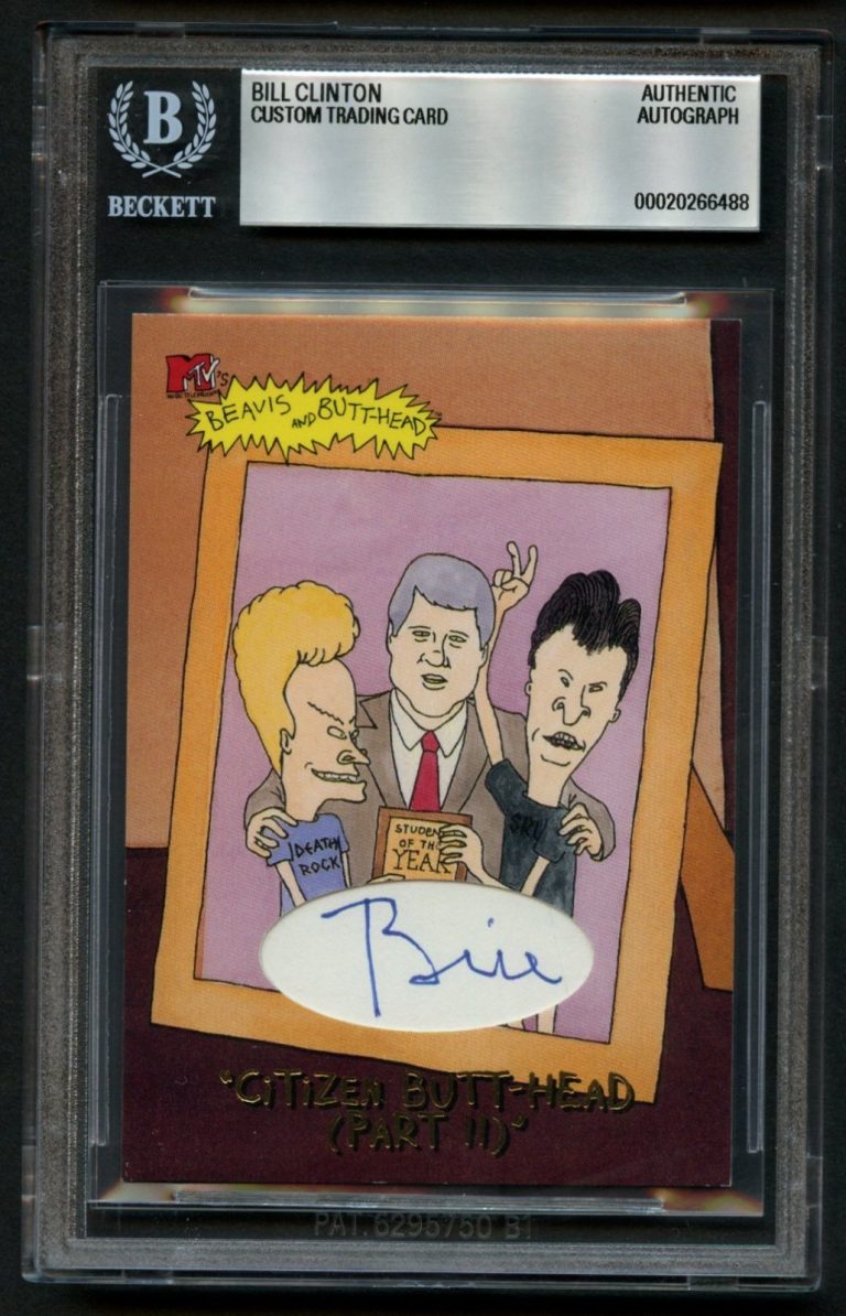 Bill Clinton signed autograph Custom Cut Beavis & Butt-head Card BAS Slab