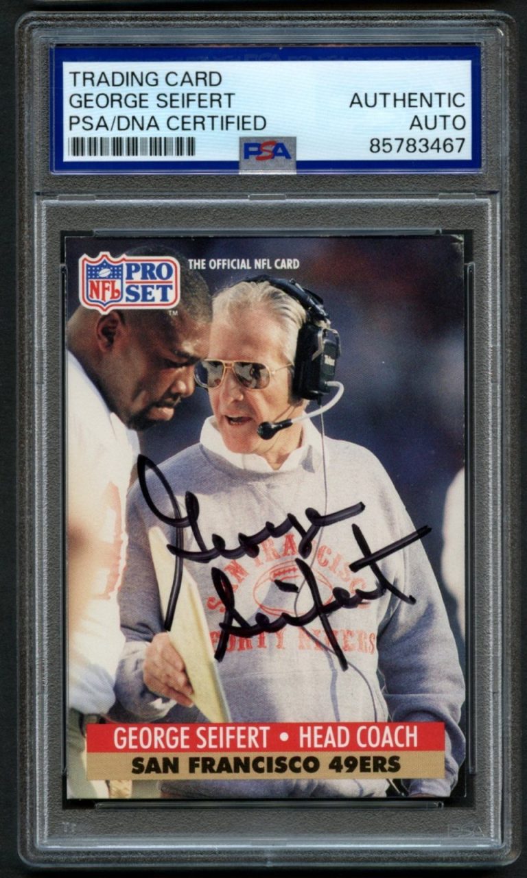 George Seifert signed autograph Football Coach 1991 Pro Set Card PSA
