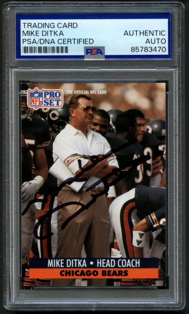 Mike Ditka signed autograph Football Head Coach NFL 1991 Pro Set Card PSA Slab