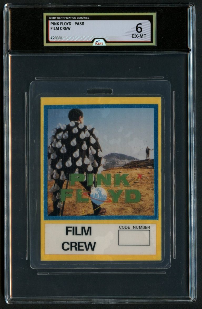 Pink Floyd Tour Film Crew Backstage Pass Laminate Grade 6 iCERT Slabbed