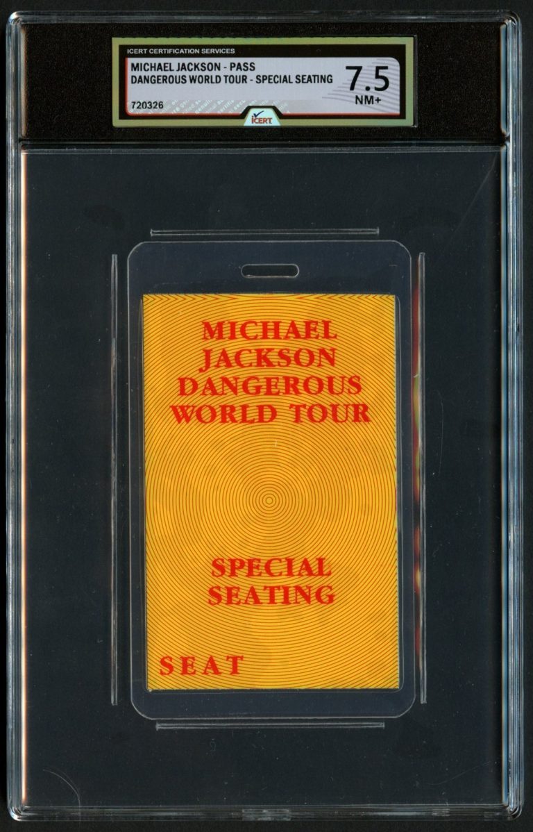Michael Jackson Concert Dangerous Tour Pass Grade Laminate 7.5 iCERT Slabbed