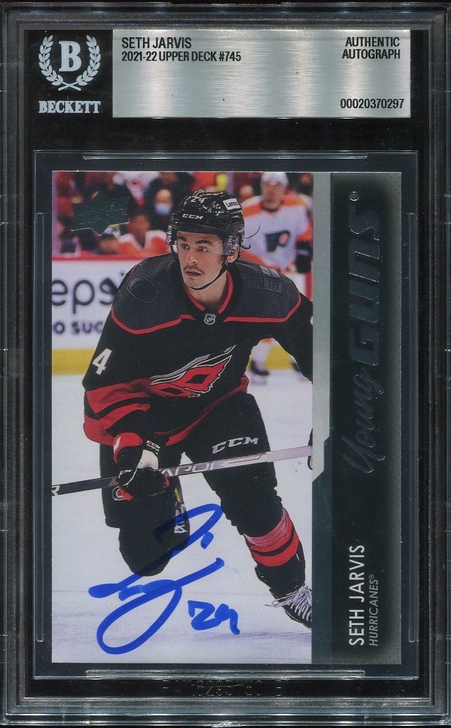 SETH JARVIS signed autographed 2021 UD YOUNG GUNS ROOKIE CARD RC YG BECKETT BAS