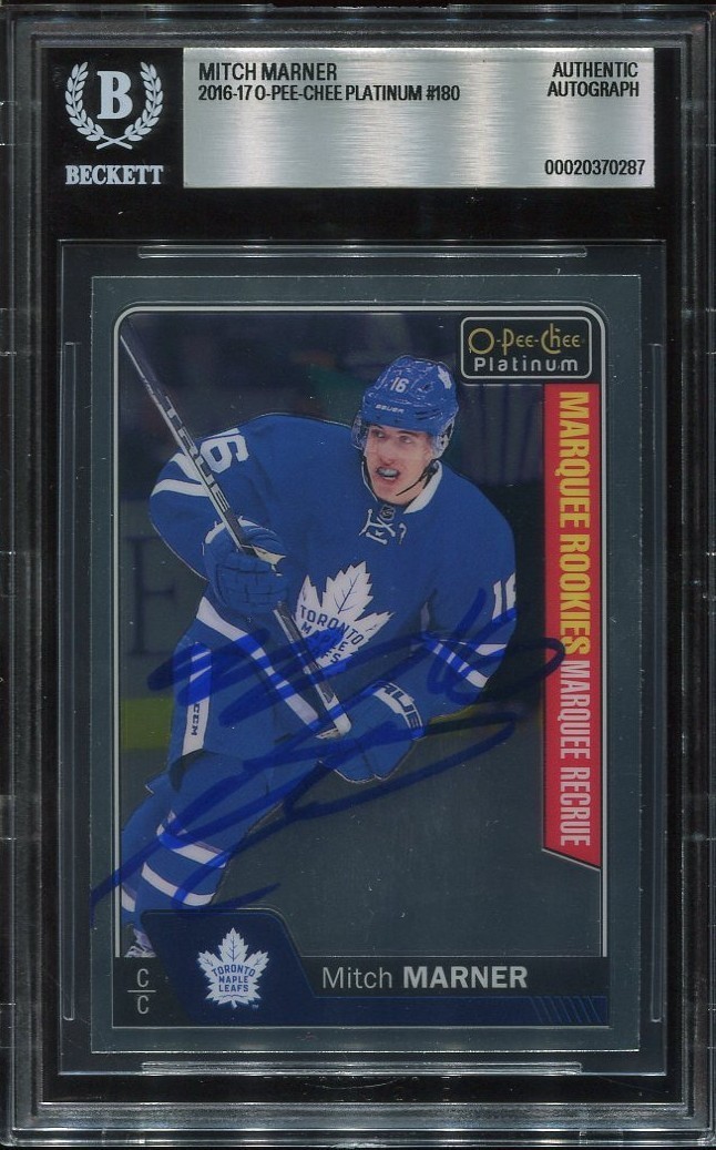 MITCH MARNER signed autographed 2016 OPC PLATINUM ROOKIE CARD RC BECKETT (BAS)
